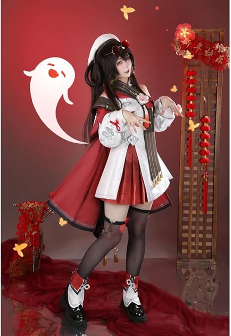 【即納フルセット】原神 胡桃 残雪に咲く紅 ふうたお コスプレ衣装+ウィッグ+靴 原神 フータオ(胡桃) 残雪に咲く紅 コスプレ衣装 - Costowns